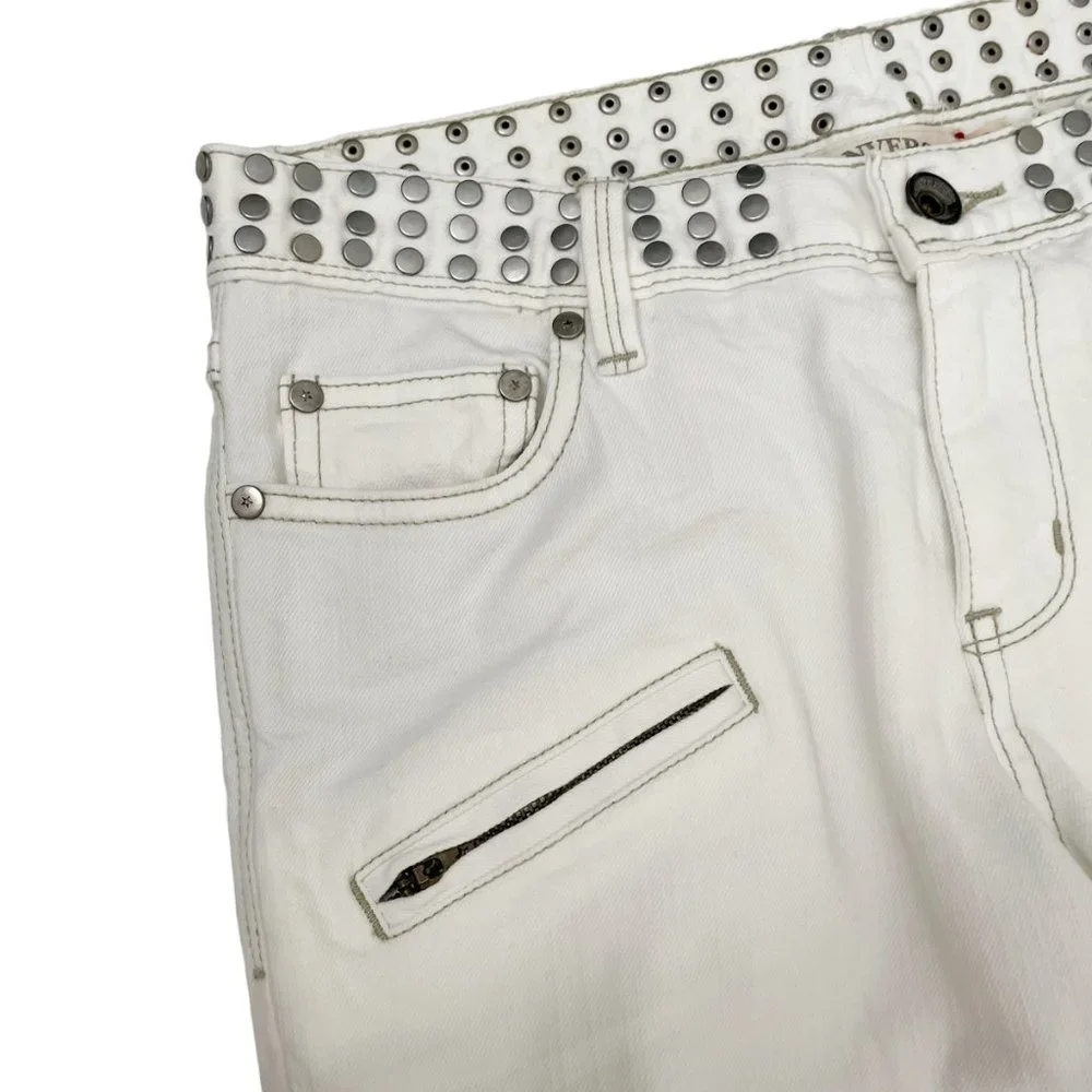 John Varvatos X Converse Men’s Chuck’s Skinny Leg Studded White Jeans 27x30”